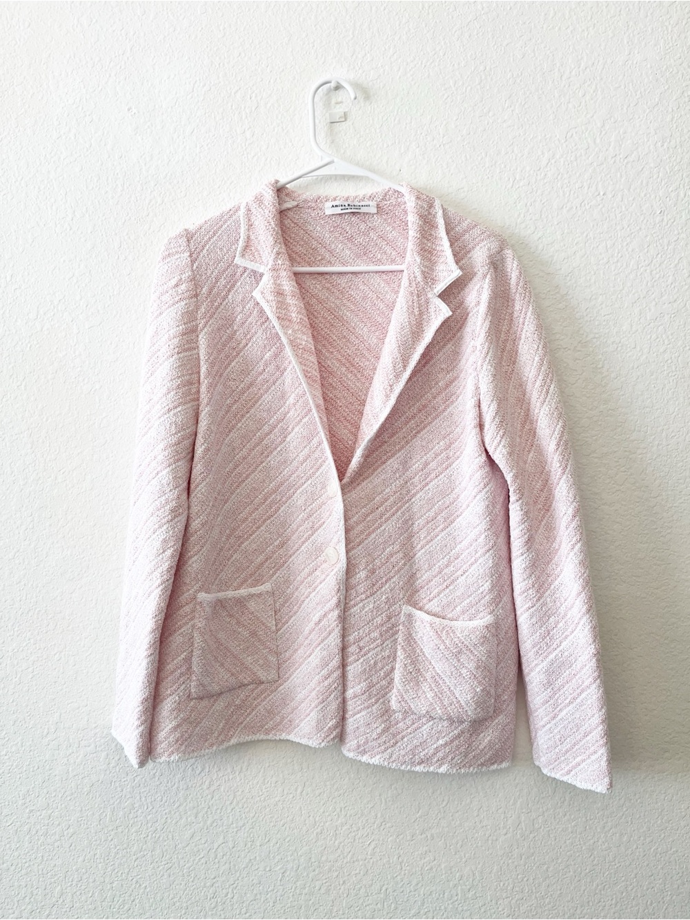 Amina Rubinacci Soft Pink Knit Blazer Jacket Cardigan Size‎ 46/ US 10